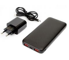 Platinet PMPB10SETB SET 3v1 Powerbanka 10000 mAh, Nabíječka 20W Power Delivery, kabel USB-C 1m, černá (PLAPMPB10SETB)