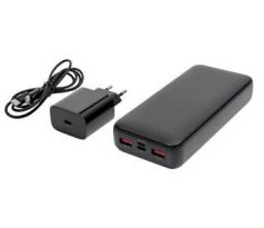 Platinet PMPB20SETB SET 3v1 Powerbanka 20000 mAh + Nabíjačka 20W Power Delivery, kábel USB-C 1m, black (PLAPMPB20SETB)