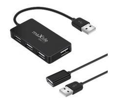 Maxlife Home Office USB 2.0 hub USB - 4x USB 0,15 m black + cable 1,5 m (OEM0002311)