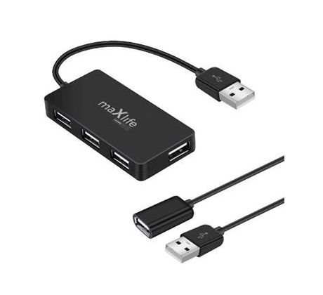 Maxlife Home Office USB 2.0 hub USB - 4x USB 0,15 m black + cable 1,5 m (OEM0002311)
