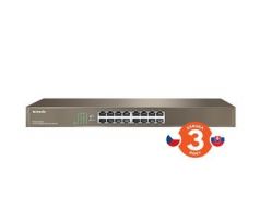 Tenda TEG1016G 16-Port Gigabit Ethernet Switch, 10/100/1000 Mb/s, ochrana 6kV, Rackmount, Fanless (75010016)