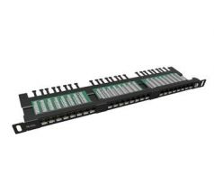 19" patch panel Solarix 24xRJ45 CAT5E UTP s vyvazovací lištou černý 0,5U SX24HD-5E-UTP-BK (24000144)