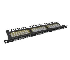 19" patch panel Solarix 24xRJ45 CAT6 UTP s vyvazovací lištou černý 0,5U SX24HD-6-UTP-BK (24000146)