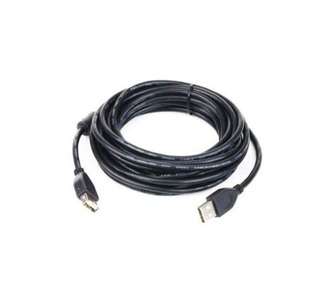 kábel USB predlžovací 2.0 A-A M/F 4,5m, CABLEXPERT premium quality s feritom čierny (CCF-USB2-AMAF-15)