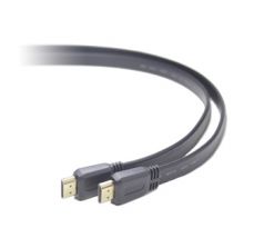 kábel HDMI/M - HDMI/M 1.4 dĺžka 1,8m, CABLEXPERT plochý kábel, čierny (CC-HDMI4F-6)