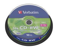 CD-RW VERBATIM DTL+ 700MB 12X 10ks/cake (43480)