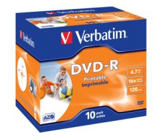 DVD-R VERBATIM Wide Inkjet Printable ID Brand 4,7GB 16X 10ks/bal. (43521)