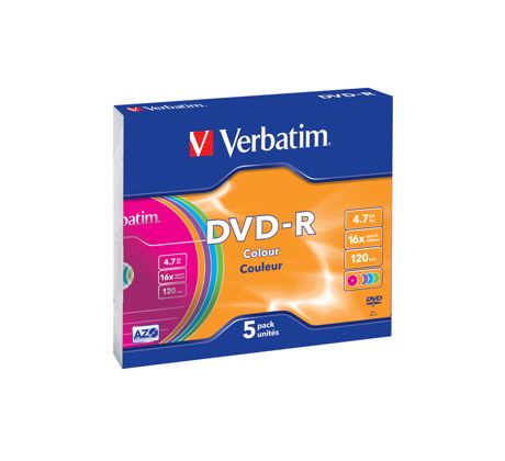 DVD-R VERBATIM Colour 4,7GB 16X Slim box 5ks/bal. (43557)