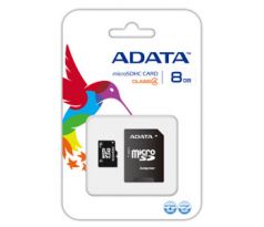 ADATA micro SDHC karta 8GB Class 4 + adaptér SDHC (AUSDH8GCL4-RA1)