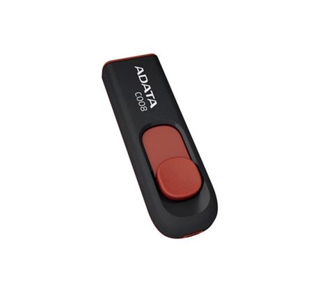 USB kľúč ADATA Classic Series C008 8GB USB 2.0 výsuvný konektor,čierno-červený (AC008-8G-RKD)
