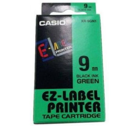 páska CASIO XR-9GN1 Black On Green Tape EZ Label Printer (9mm) (XR-9GN1)