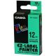 páska CASIO XR-12GN1 Black On Green Tape EZ Label Printer (12mm) (XR-12GN1)