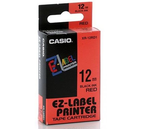 páska CASIO XR-12RD1 Black On Red Tape EZ Label Printer (12mm) (XR-12RD1)