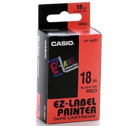 páska CASIO XR-18RD1 Black On Red Tape EZ Label Printer (18mm) (XR-18RD1)