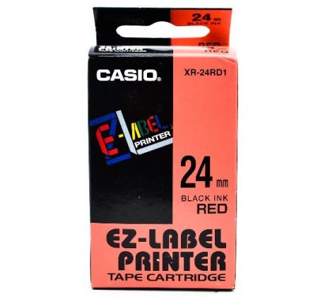 páska CASIO XR-24RD1 Black On Red Tape EZ Label Printer (24mm) (XR-24RD1)