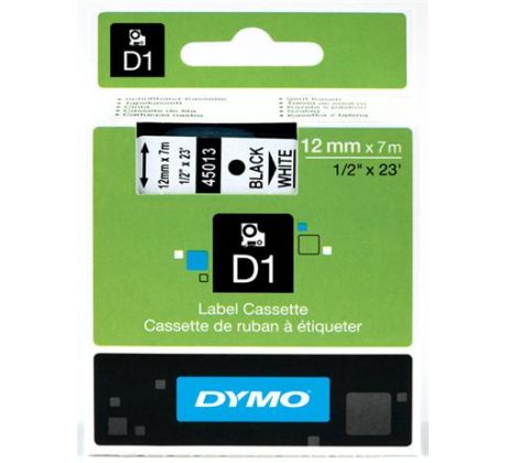 páska DYMO 45013 D1 Black On White Tape (12mm) (S0720530)