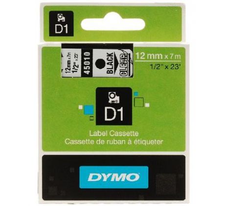 páska DYMO 45010 D1 Black On Transparent Tape (12mm) (S0720500)