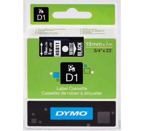páska DYMO 45811 D1 White On Black Tape (19mm) (S0720910)
