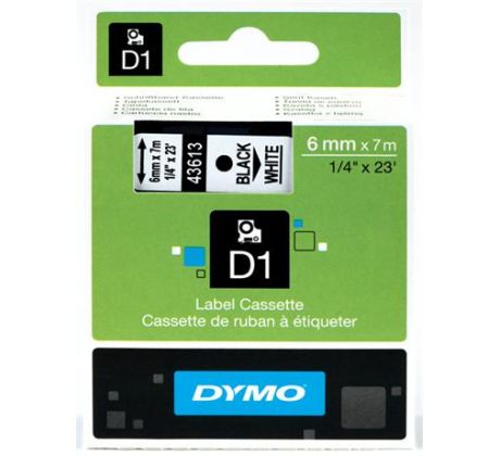 páska DYMO 43613 D1 Black On White Tape (6mm) (S0720780)
