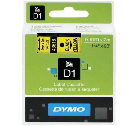 páska DYMO 43618 D1 Black On Yellow Tape (6mm) (S0720790)