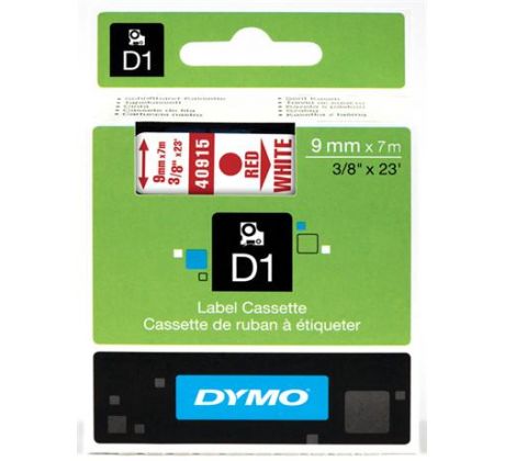 páska DYMO 40915 D1 Red On White Tape (9mm) (S0720700)