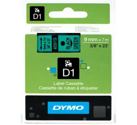 páska DYMO 40919 D1 Black On Green Tape (9mm) (S0720740)