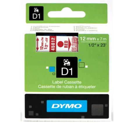 páska DYMO 45012 D1 Red On Transparent Tape (12mm) (S0720520)