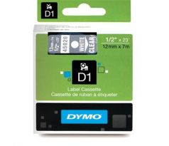 páska DYMO 45020 D1 White On Transparent Tape (12mm) (S0720600)