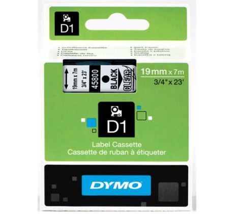 páska DYMO 45800 D1 Black On Transparent Tape (19mm) (S0720820)