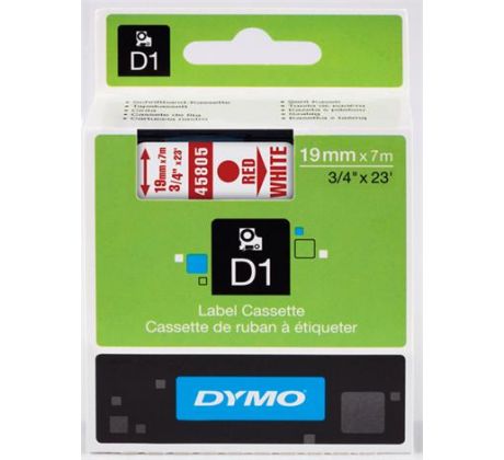 páska DYMO 45805 D1 Red On White Tape (19mm) (S0720850)