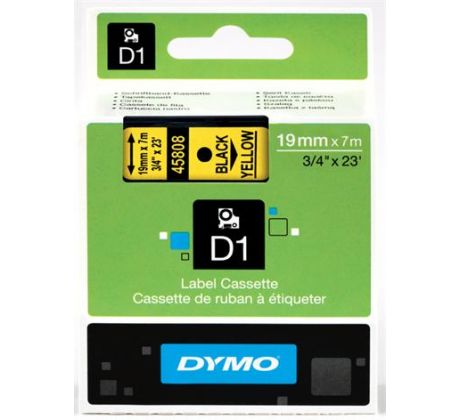 páska DYMO 45808 D1 Black On Yellow Tape (19mm) (S0720880)