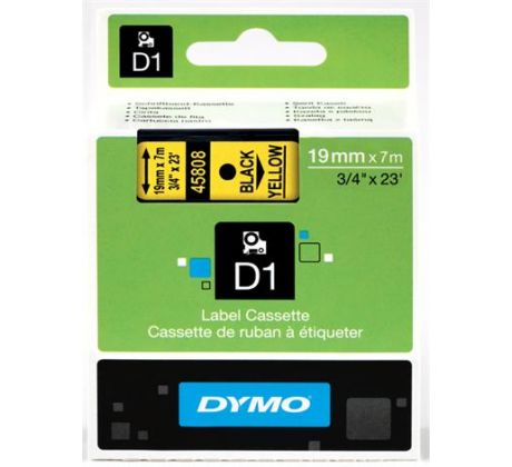 páska DYMO 45808 D1 Black On Yellow Tape (19mm) (S0720880)