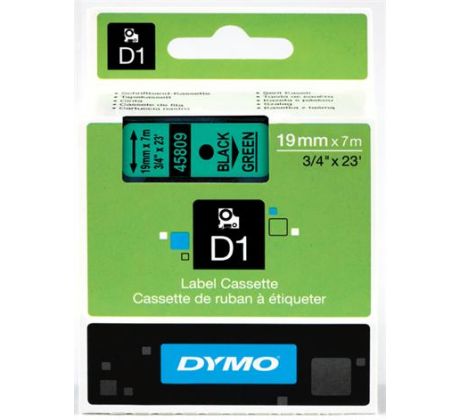 páska DYMO 45809 D1 Black On Green Tape (19mm) (S0720890)