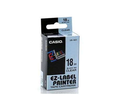 páska CASIO XR-18X1 Black On Clear Tape EZ Label Printer (18mm) (XR-18X1)