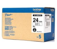 páska BROTHER HGe251 čierne písmo, biela páska HQ Tape (24mm) (5 ks) (HGE251V5)