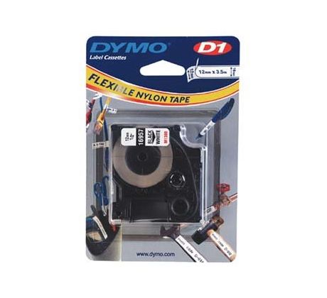 páska DYMO 16957 D1 Black On White Flexible Nylon Tape (12mm) (S0718040)