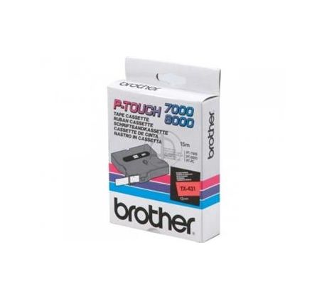 páska BROTHER TX431 čierne písmo, červená páska Tape (12mm) (TX431)