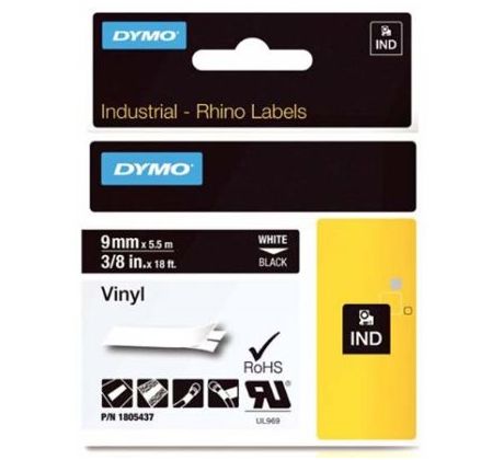 páska DYMO 1805437 PROFI D1 RHINO White On Black Vinyl Tape (9mm) (1805437)