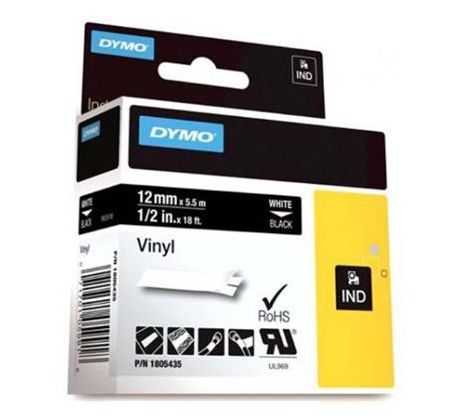 páska DYMO 1805435 PROFI D1 RHINO White On Black Vinyl Tape (12mm) (1805435)