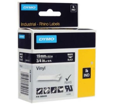 páska DYMO 1805436 PROFI D1 RHINO White On Black Vinyl Tape (19mm) (1805436)