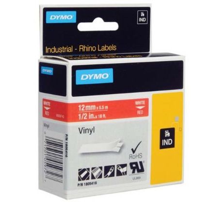 páska DYMO 1805416 PROFI D1 RHINO White On Red Vinyl Tape (12mm) (1805416)