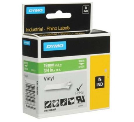 páska DYMO 1805420 PROFI D1 RHINO White On Green Vinyl Tape (19mm) (1805420)