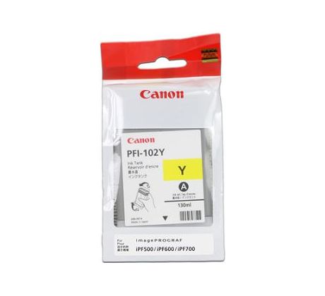 kazeta CANON PFI-102Y yellow iPF 500/510/600/605/610/650/655/700/710/720/750/755/760/765, LP 17/24 (130 ml) (0898B001)