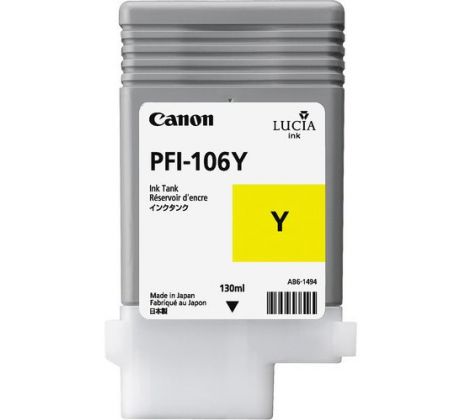 kazeta CANON PFI-106Y Yellow pre iPF 6300/6300s/6350/6400/6400s/6450 (130ml) (6624B001)