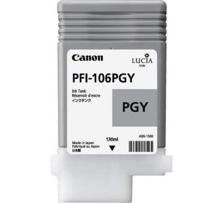 kazeta CANON PFI-106PGY Photo Grey pre iPF 6300/6300s/6350/6400/6450 (130ml) (6631B001)