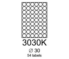 etikety RAYFILM 30mm kruh univerzálne modré R01233030KA (100 list./A4) (R0123.3030KA)