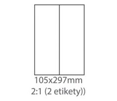 etikety ECODATA Samolepiace 105x297 univerzálne biele 2ks/A4 (100 listov A4/bal.) (ECO-10529700)