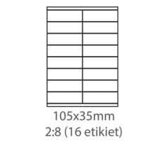 etikety ECODATA Samolepiace 105x35 univerzálne biele 16ks/A4 (100 listov A4/bal.) (ECO-10503500)