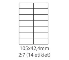etikety ECODATA Samolepiace 105x42,4 univerzálne biele 14ks/A4 (100 listov A4/bal.) (ECO-10504200)