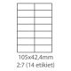 etikety Samolepiace 105x42,4 univerzálne biele 14ks/A4 (100 listov A4/bal.) (ECO-10504200)